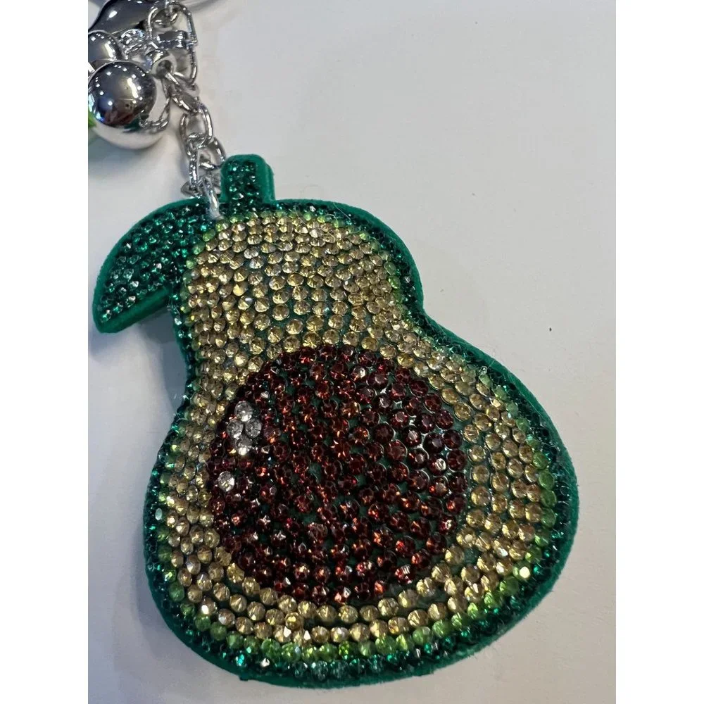 NWT Crystal Avenue Avacodo Rhinestone Puff‎ Keychain/ Bag Clip